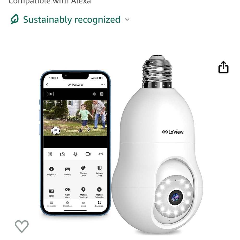 NIB LaView 4MP Bulb Security Camera